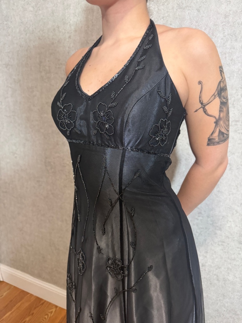 Vintage Cache Beaded Halter Neck Evening Dress with beaded details - Picture 6 of 11
